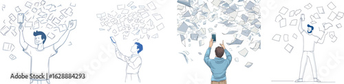 A continuous line of a woman throwing documents into the air, as shown in a modern image, signifies her state of being tired and having had enough of everything