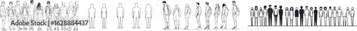 Continuous one line silhouette of a crowd is the subject of this modern illustration