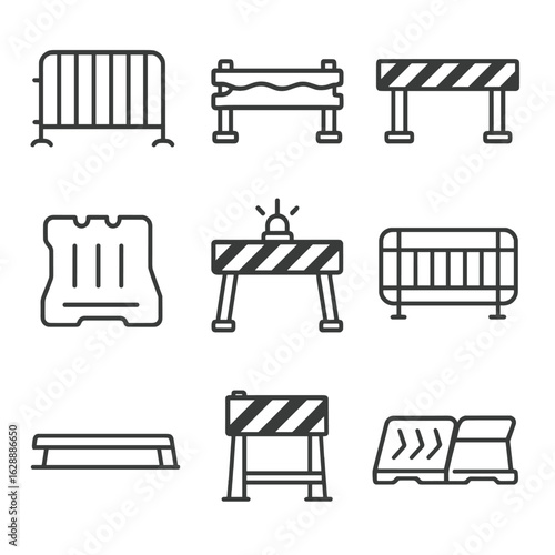 Barrier adjustable yellow metal icons road lane beacon vector icon temporary
