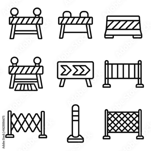 Barrier roadwork icons roadblock traffic roadworks painted icon safety reflective handles vector