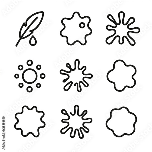 Pen blot bubble vector fountain drop vintage error inking ink blotch icon