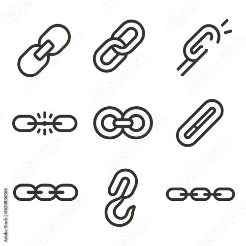 Icon icons vector pulled rusted dual chain falling closeup line extended connection