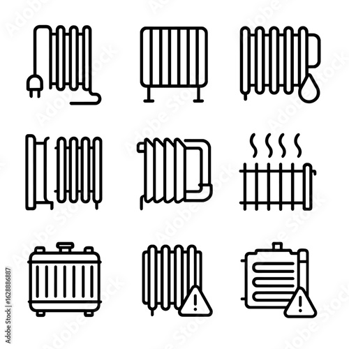 Symbol wall icon icons fins warning car vector engine cord beside radiator
