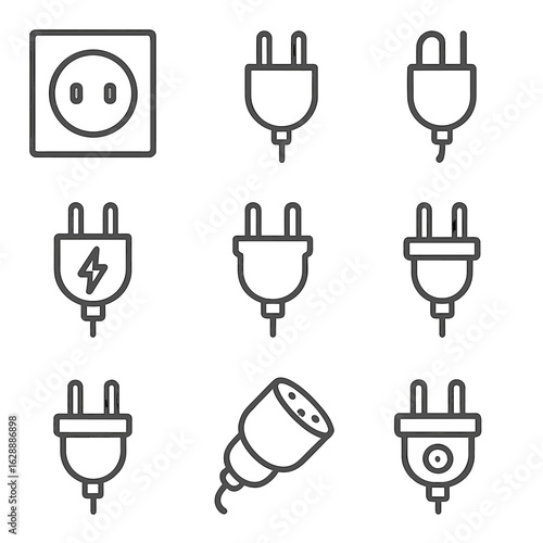 Lightning travel plug symbol compact icon modern design vector wall adapter