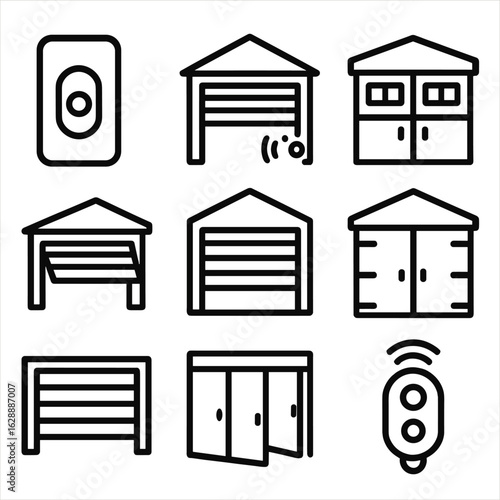 Door remote control button doors icon vector garage double modern hinges gate