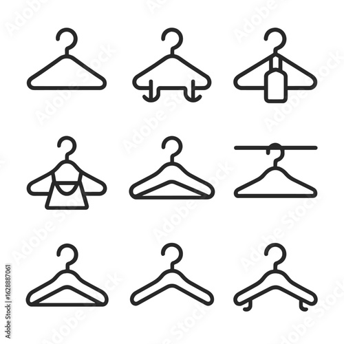 Hooks rod icon closet dresses hanger vector colored tag dual hanging