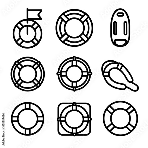 Heavy gear flotation flag rescue float beach portable vector lifeguard icon ring