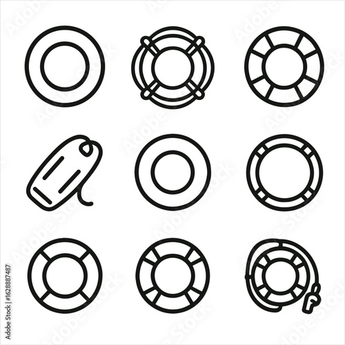 Pool vector lifeguard icon buoy emergency icons floating ring rescue rope