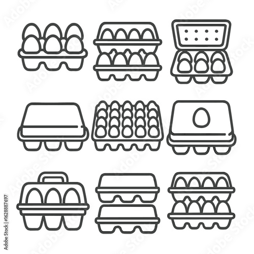 Cardboard icon closed egg plastic carton case tray cartons vector icons