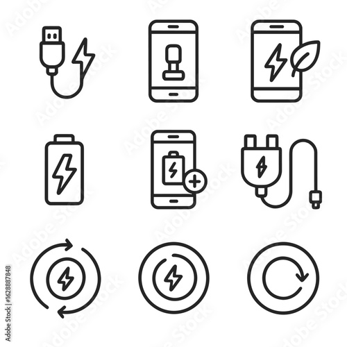 Symbol circle mobile icons recharge vector charging motion dual icon connector power