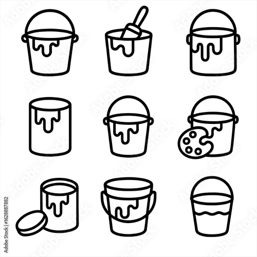 Line art outline set stroke symbol minimal vector icon contour icons studio