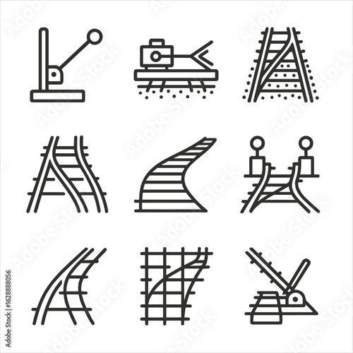 Section bed switch vector railroad switching icon remote change track rail