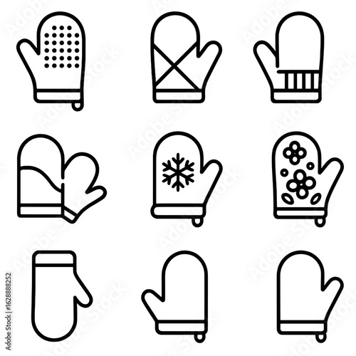 Baking grade oven glove icon floral icons pattern vector mitt safety kitchen