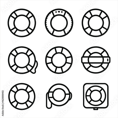 Mounted waterproof holder rescue ring foam coastal icon vector float icons child