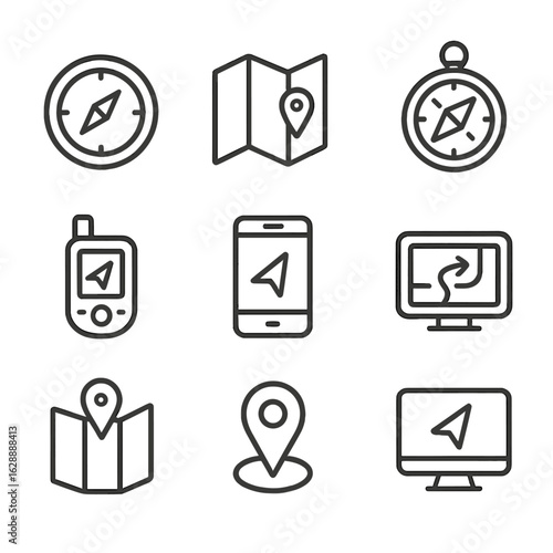 Icon line symbol collection minimal orientation outline icons contour vector set stroke