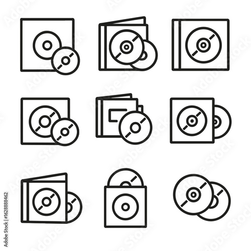 Cd set contour minimal collection vector symbol stroke outline icon album line
