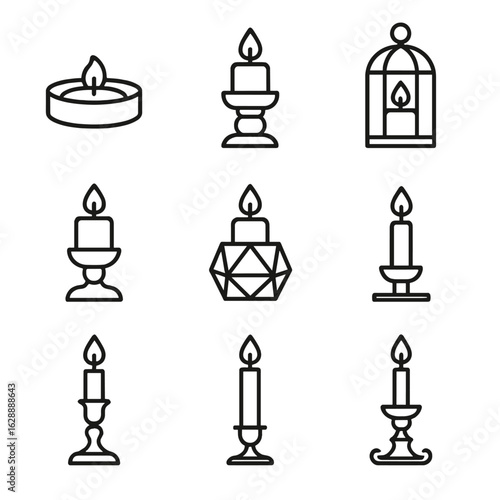 Vector tealight wooden taper tabletop minimalist decor icons icon candle home holder