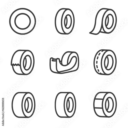 Top vector wide adhesive icon icons roll side dispenser view craft tape