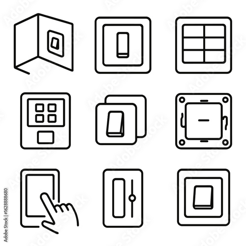 Light switch sensor frame plastic recessed vector touchscreen modern scene icon cover
