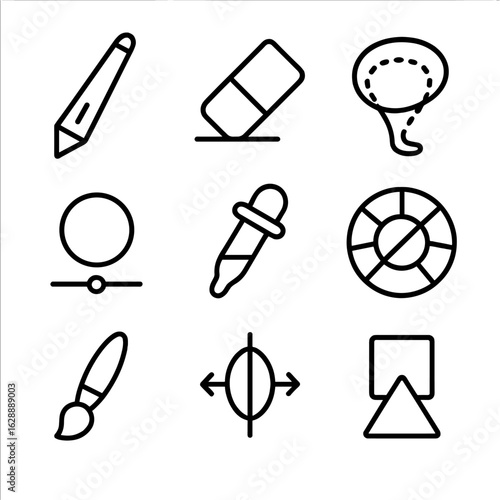 Tool vector brush wheel icon guide pen color digital shape icons art