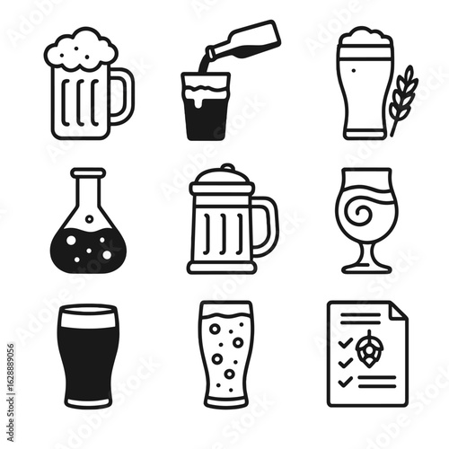 Icons beer home swirl brew styles vector porter flask bubbles icon dark