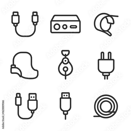 Plug vector vr coiled link adapter connector icon hdmi wire cable