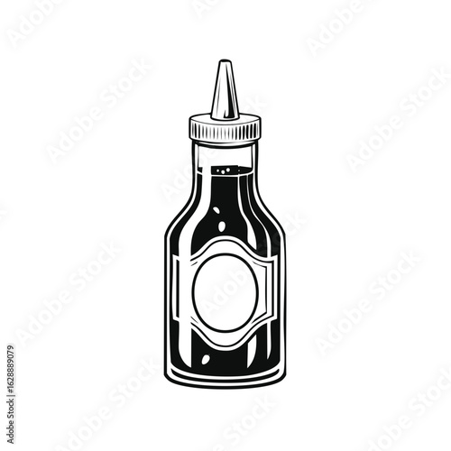 Monochrome vector illustration of a classic squeeze bottle for kitchen condiments and restaurant sauces icon graphic