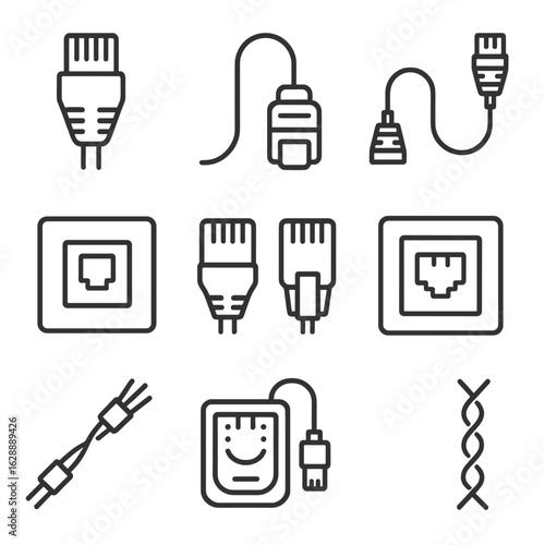 Socket plug vector icon traced cable tool lan wiring tester icons internet