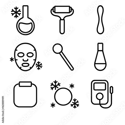 Icon vector cold pad refrigerated frost cooling tools sphere globe compress skin