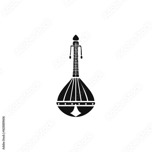 Minimalist Black Icon Traditional Stringed Musical Instrument Cultural Art Graphic