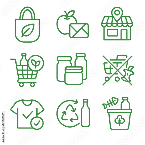 Icon eco leftovers vector local support shop shopping friendly buying avoid carry