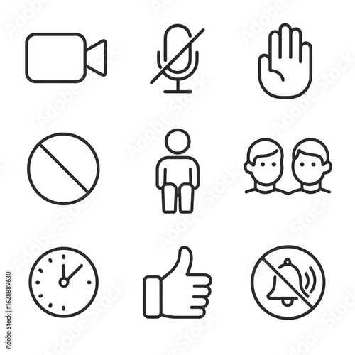 Muted time sit thumbs disturb vector icon mic meeting hand icons etiquette