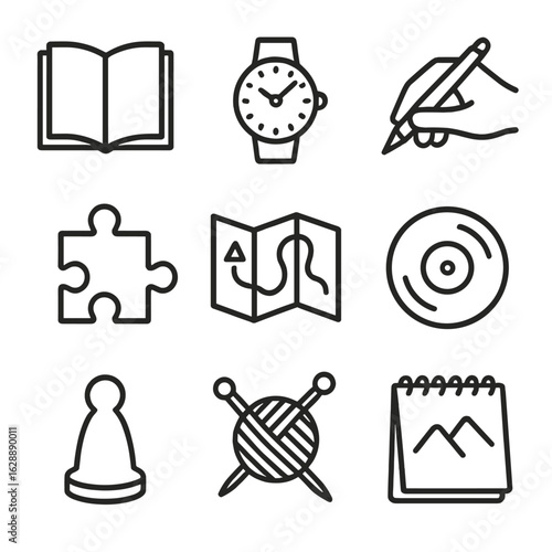 Piece puzzle watch board screen knitting icon needles free book sketchpad vector