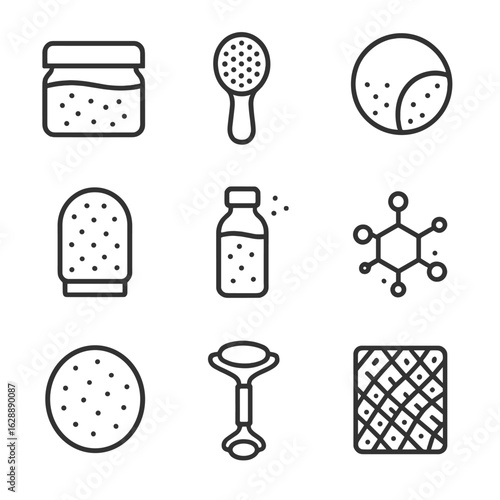 Cloth exfoliating sponge vector tools exfoliation icons icon pad textured enzyme bottle