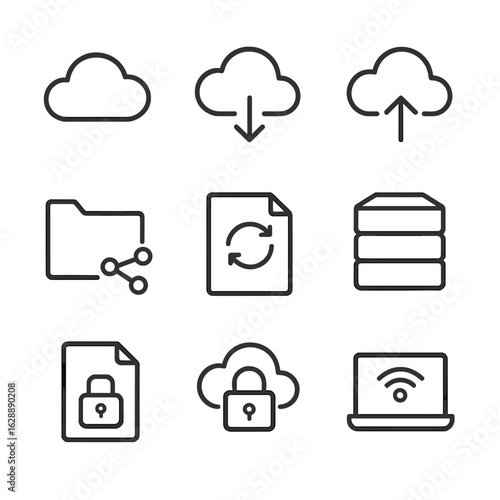 Vector access upload synchronization lock remote cloud arrow archive folder file icon