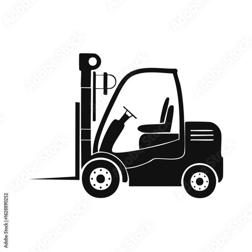 Forklift silhouette. Industrial vehicle illustration.