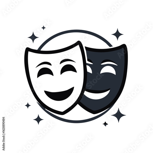 Comedy and Tragedy Theatrical Masks Symbolizing Drama and Entertainment