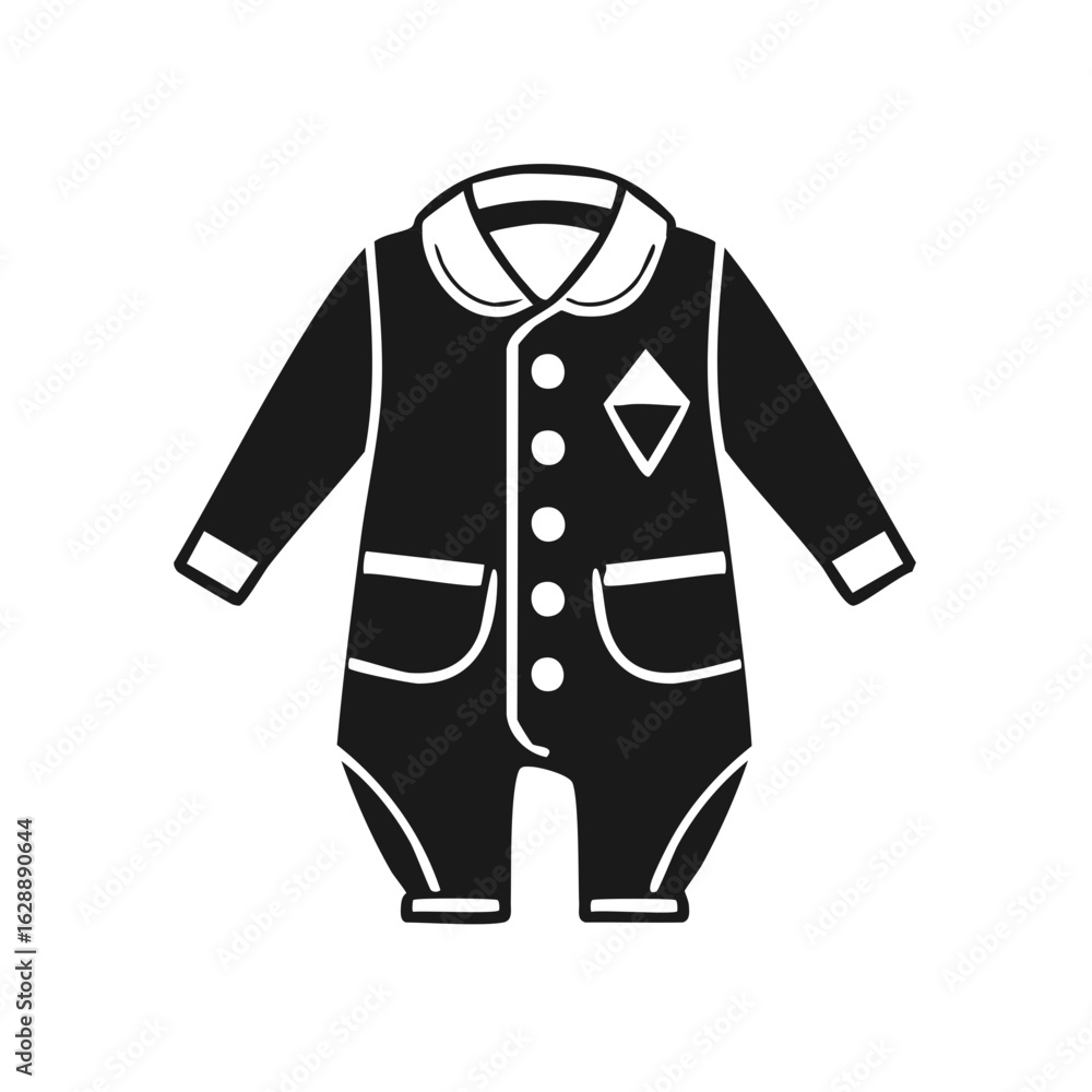 Black and white baby romper outline, isolated design. Black and white baby romper outline, isolated design.