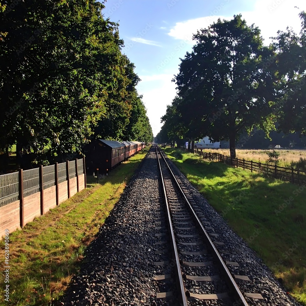 Fototapeta premium Train tracks through trees