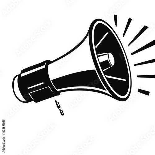 Megaphone or bullhorn icon for loud announcements, protest, and communication vector illustration.