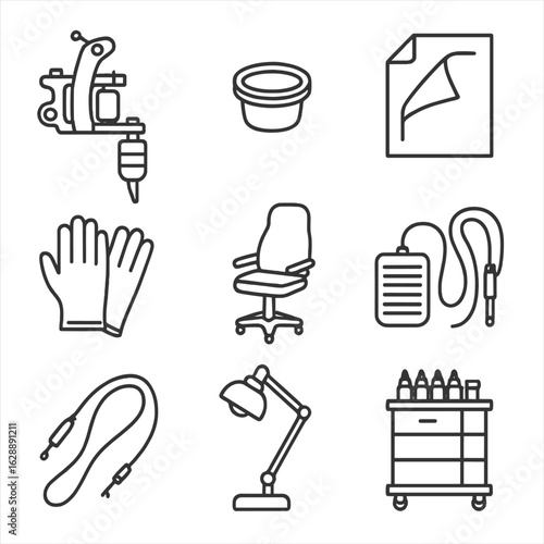 Foot lamp station vector icon tattoo latex icons ink studio cup cord