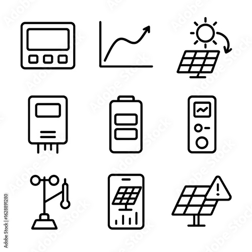 Sensor digital alerts vector icon logger battery icons monitoring solar data weather