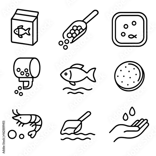 Feeding hand algae sinking icons icon food scoop aquarium shrimp vector slow