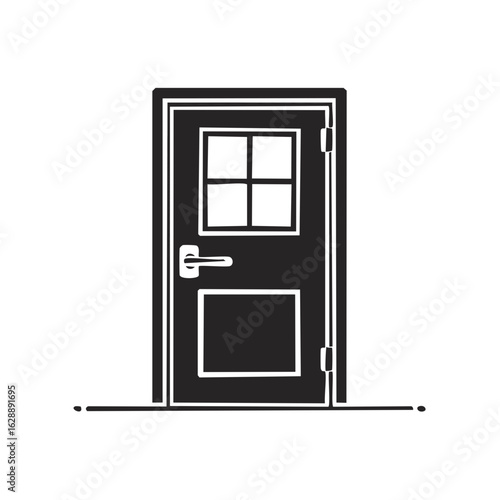 Black Door Silhouette Vector Illustration Entrance Access Object Design