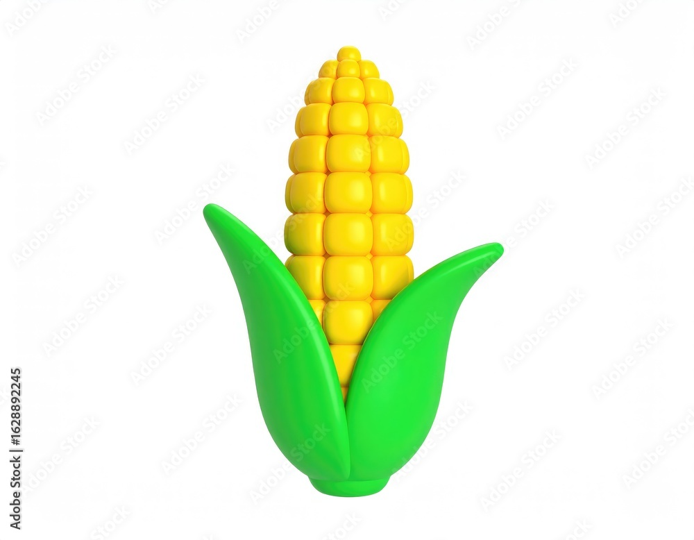 Obraz premium Playful 3D Render of a Corn Cob: Vibrant Yellow and Green