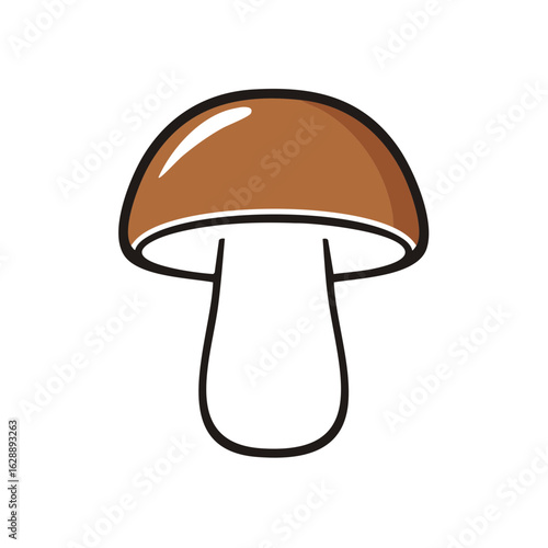 Simple brown edible mushroom cartoon vector illustration