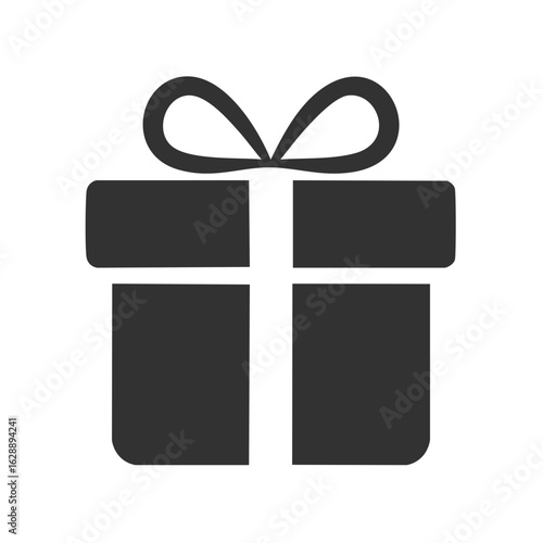 Gift box icon with ribbon symbol, present, isolated on white