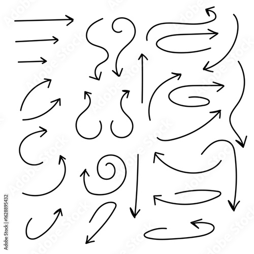 Hand Drawn Arrow Set – Doodle Style Directional Arrows Collection for Design and Infographics.