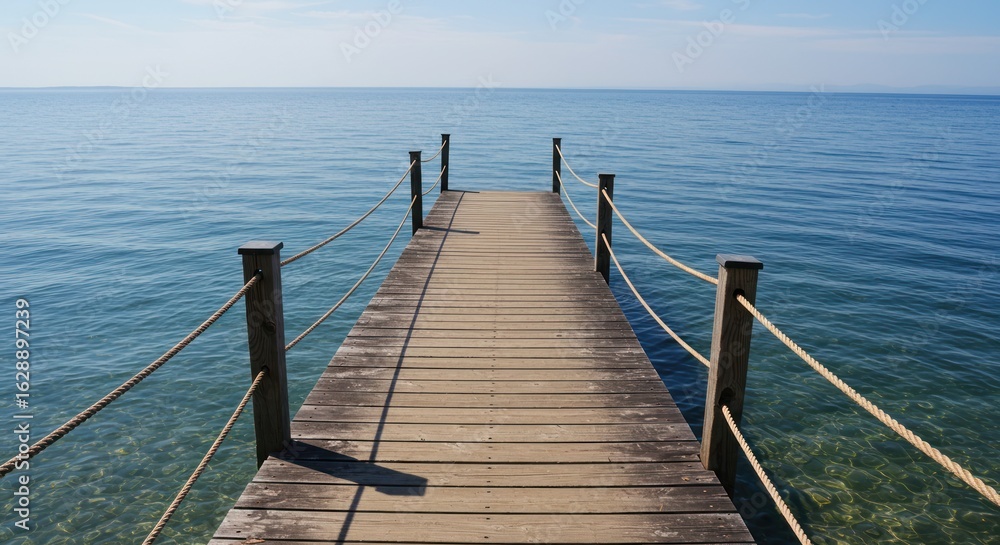 Obraz premium Wooden pier extending into tranquil lake