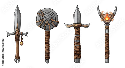 Fantasy Weapon Collection: Four Unique Rendered Melee Arms Artwork